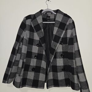 Rampage Black and Gray Plaid Blazer